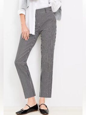 Loft striped riviera straight cropped pants 4p